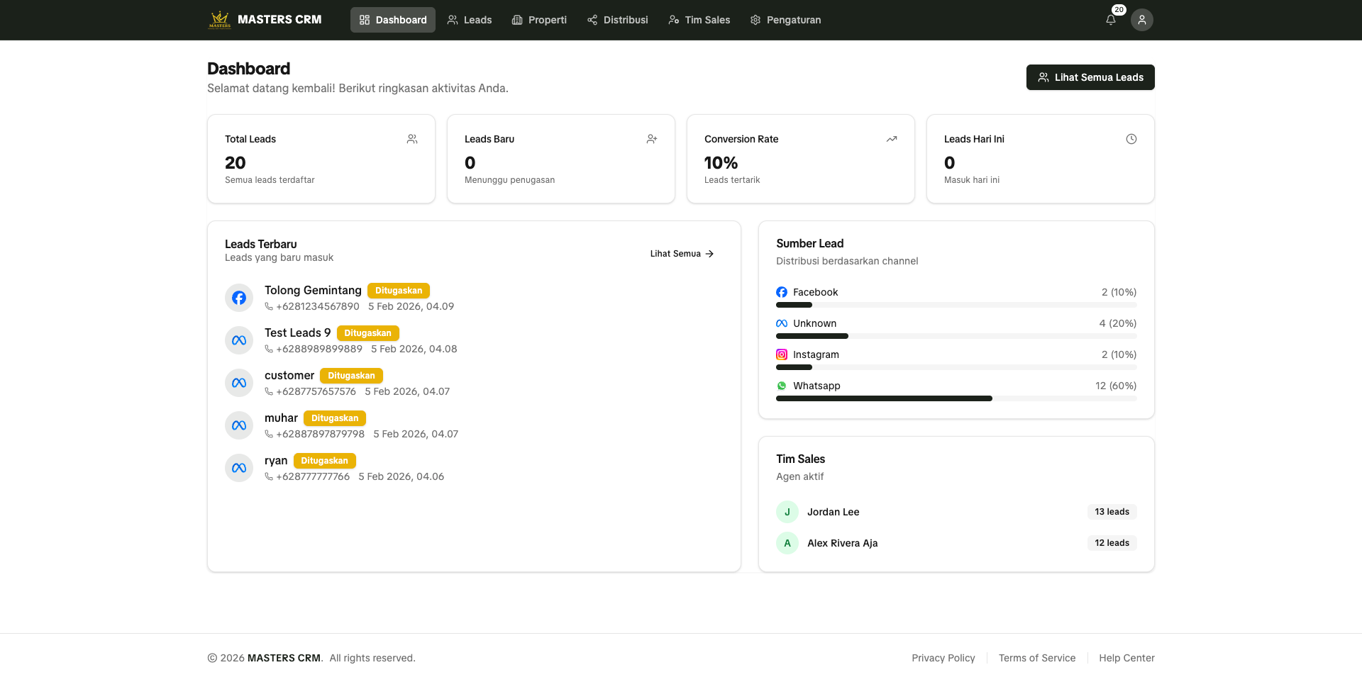 Preview dashboard web